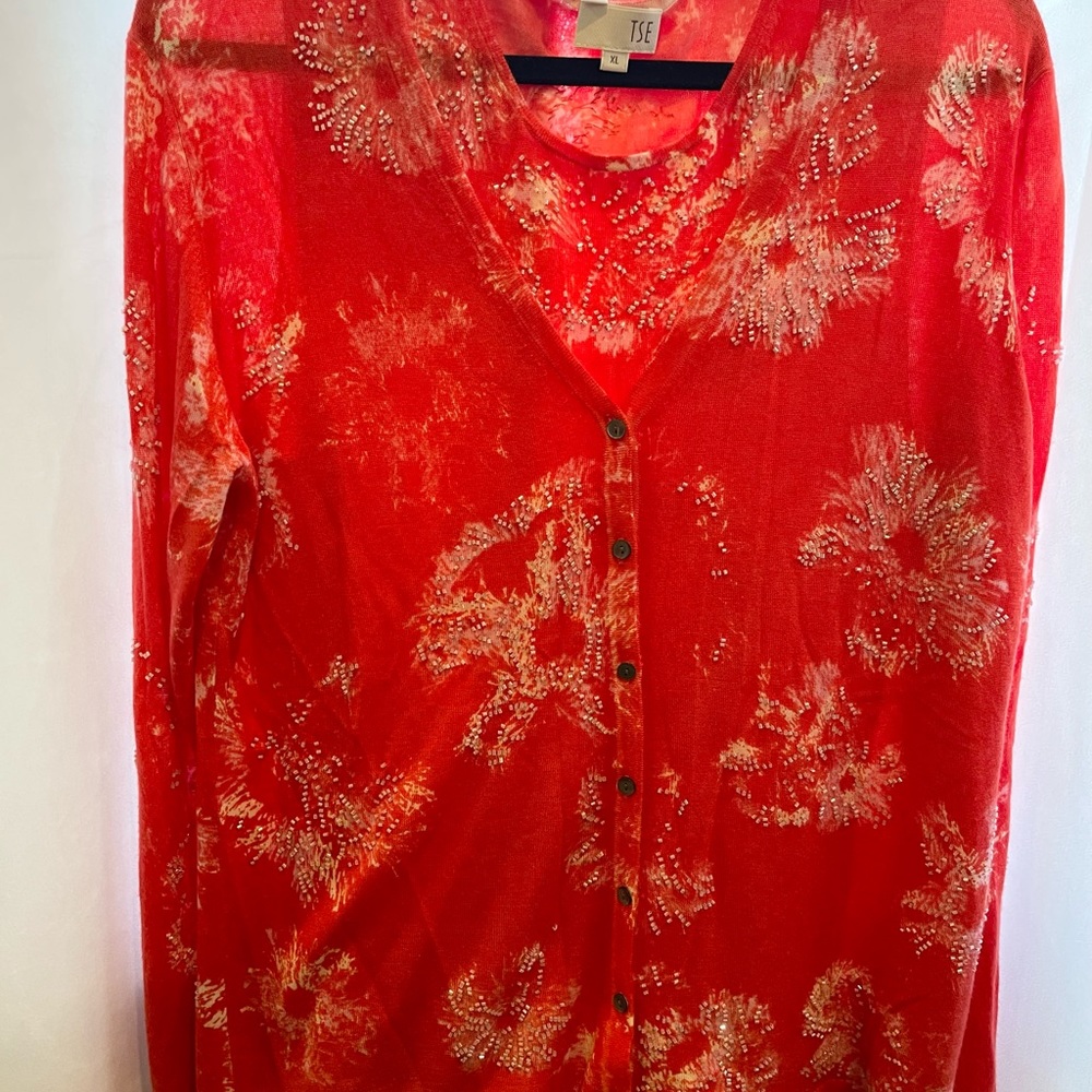 TSE 100% cashmere twin set with exquisite beading